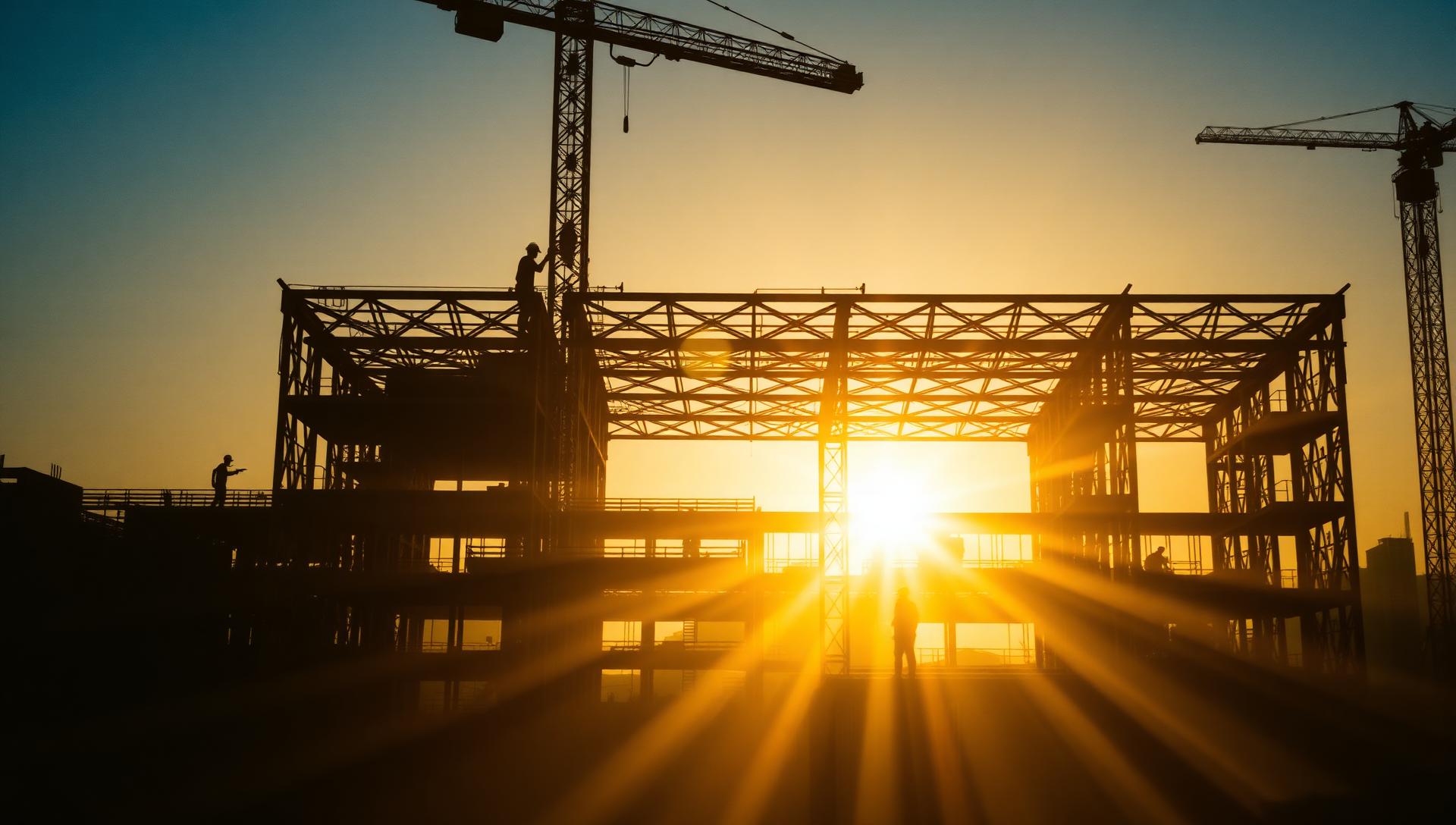 Construction site at golden hour